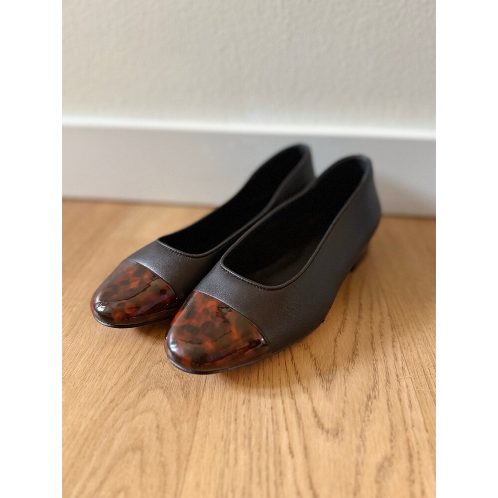 Vintage Vaneli Women's Frankie Tortoiseshell Cap Toe Ballet Flats Heeled